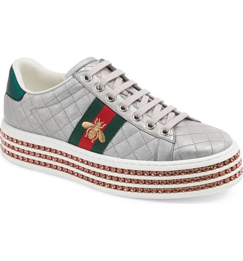 gucci platforms sneakers with jewels|Gucci new ace platform sneakers.